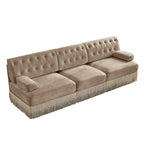 3-Seater Pet-friendly Velvet Sofa with Tassel Fringe Skirt.