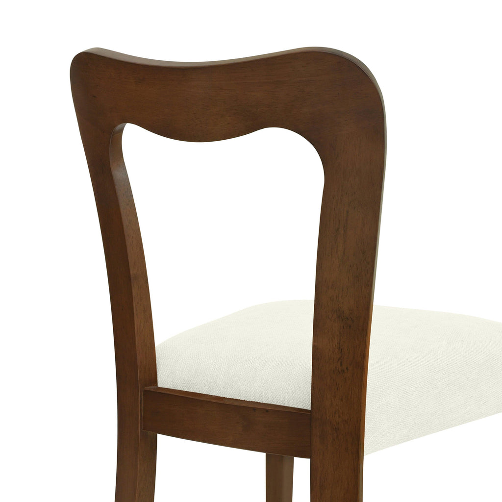 Walnut Beige Dining Chair Set of 2 without Arms.