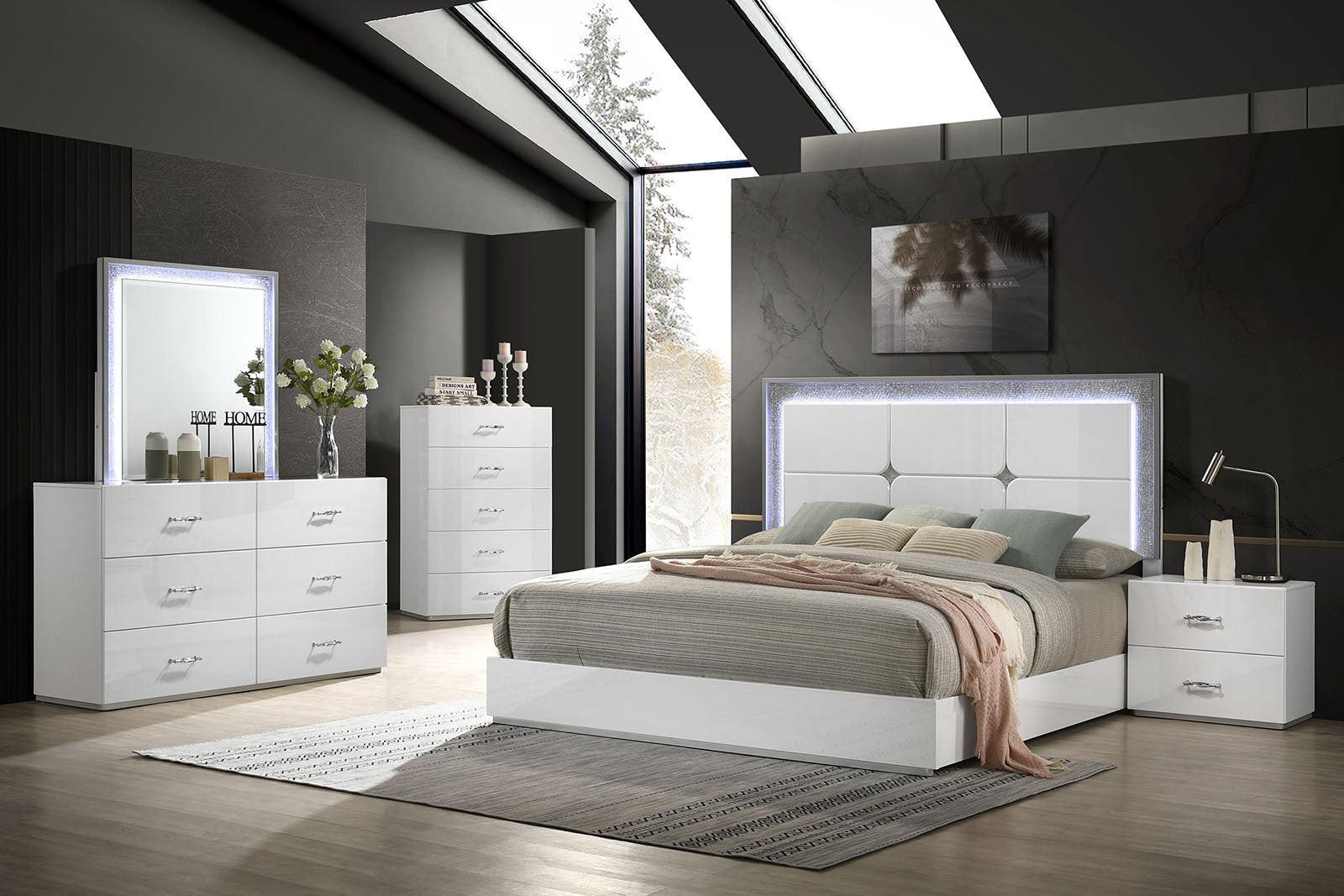 Modern White Nightstand with Storage for Bedroom.