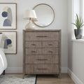 Avana 5-Drawer Wood Chest in Smoky Greige with Bronze Hardware