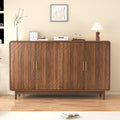 Walnut 55-Inch Curved 4-Door Sideboard with Adjustable Shelving