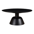 Nels Solid Mango Wood Round Coffee Table in Matte Black, 30-Inch