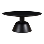 Nels Solid Mango Wood Round Coffee Table in Matte Black, 30-Inch