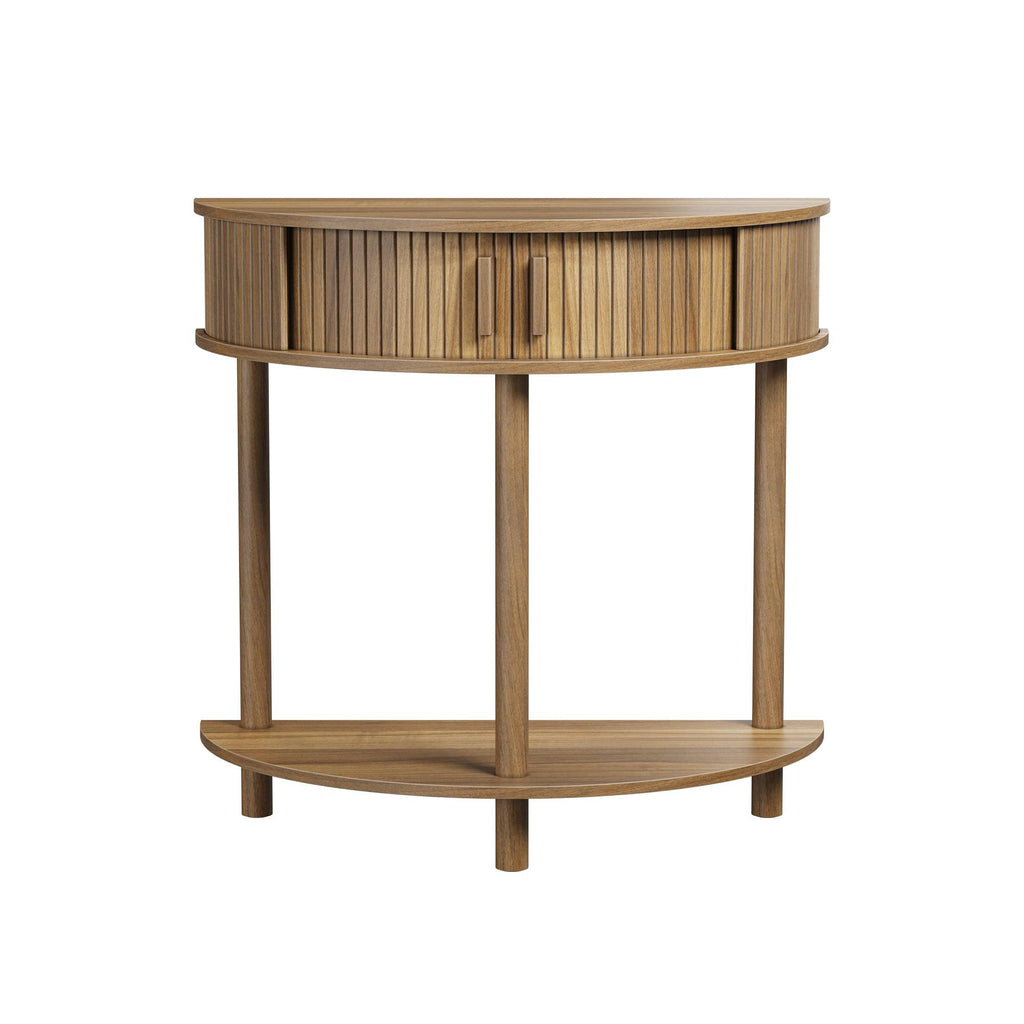 Half-Moon Console Table - Walnut for Entryway & Living Room.