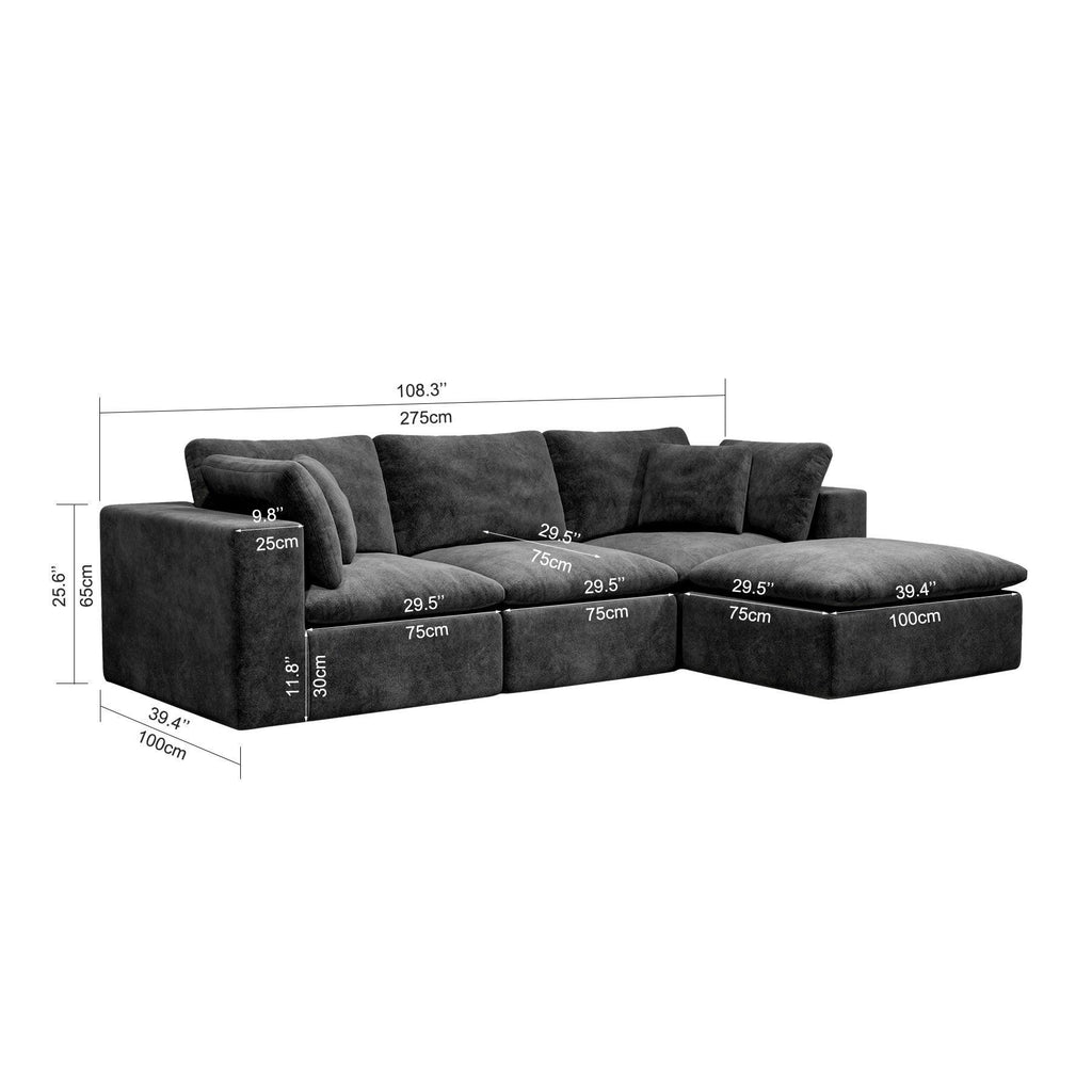 Modular Sectional Sofa Grey - Upholstered Couch for Living Room.