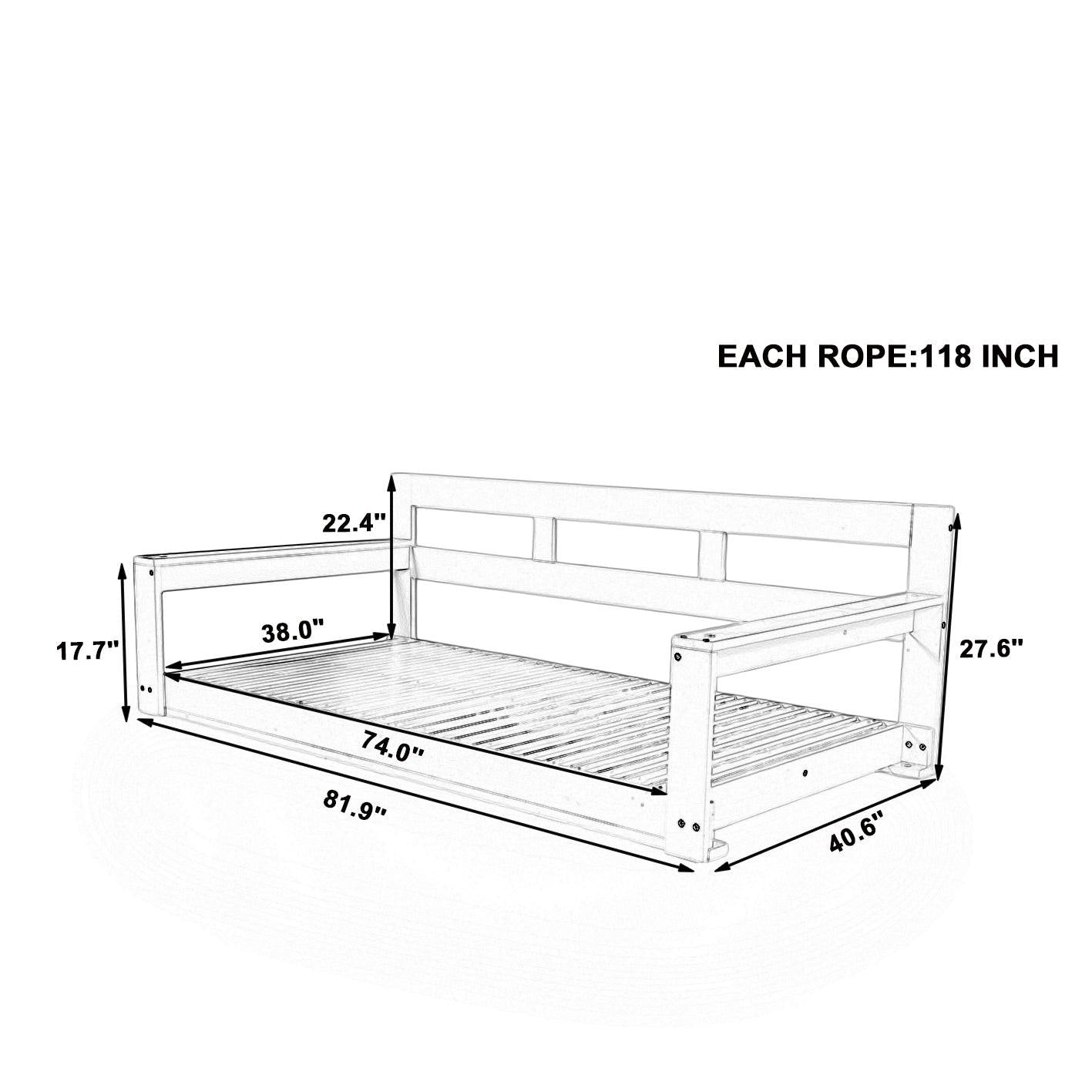 Acacia Wood Porch Swing Daybed Frame for Outdoor Relaxation.
