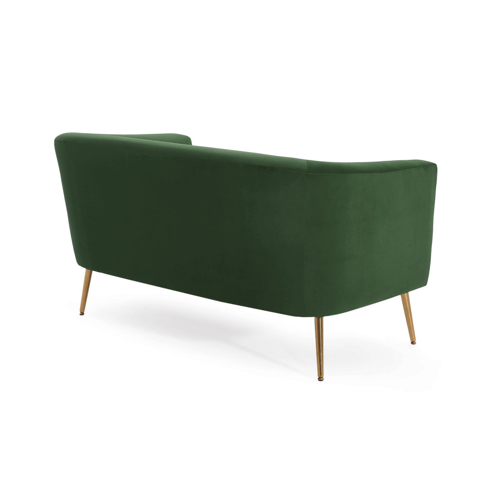 Retro Green Velvet Loveseat with Modern Design.