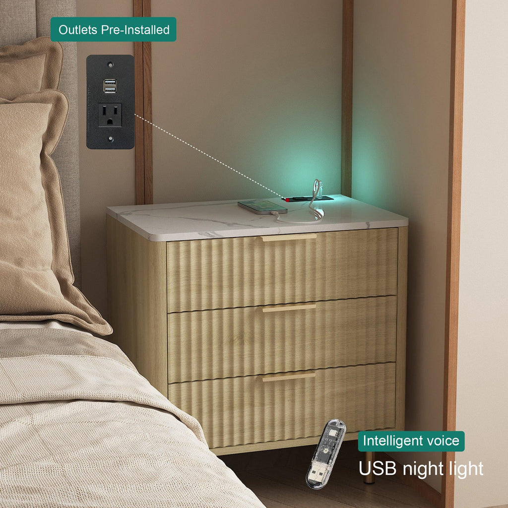 Smart Nightstand with Charging Station and Night Light.