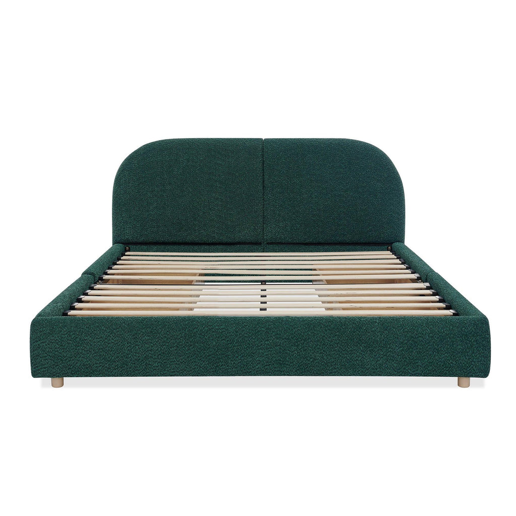 Queen Size Upholstered Bed Frame in Green.