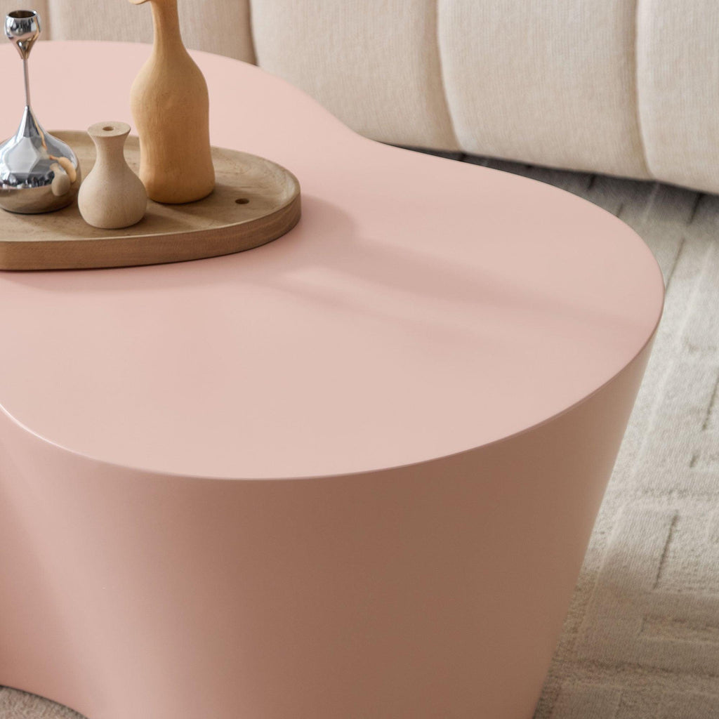 50 Inch Pink Fiberglass Coffee Table for Living Room.