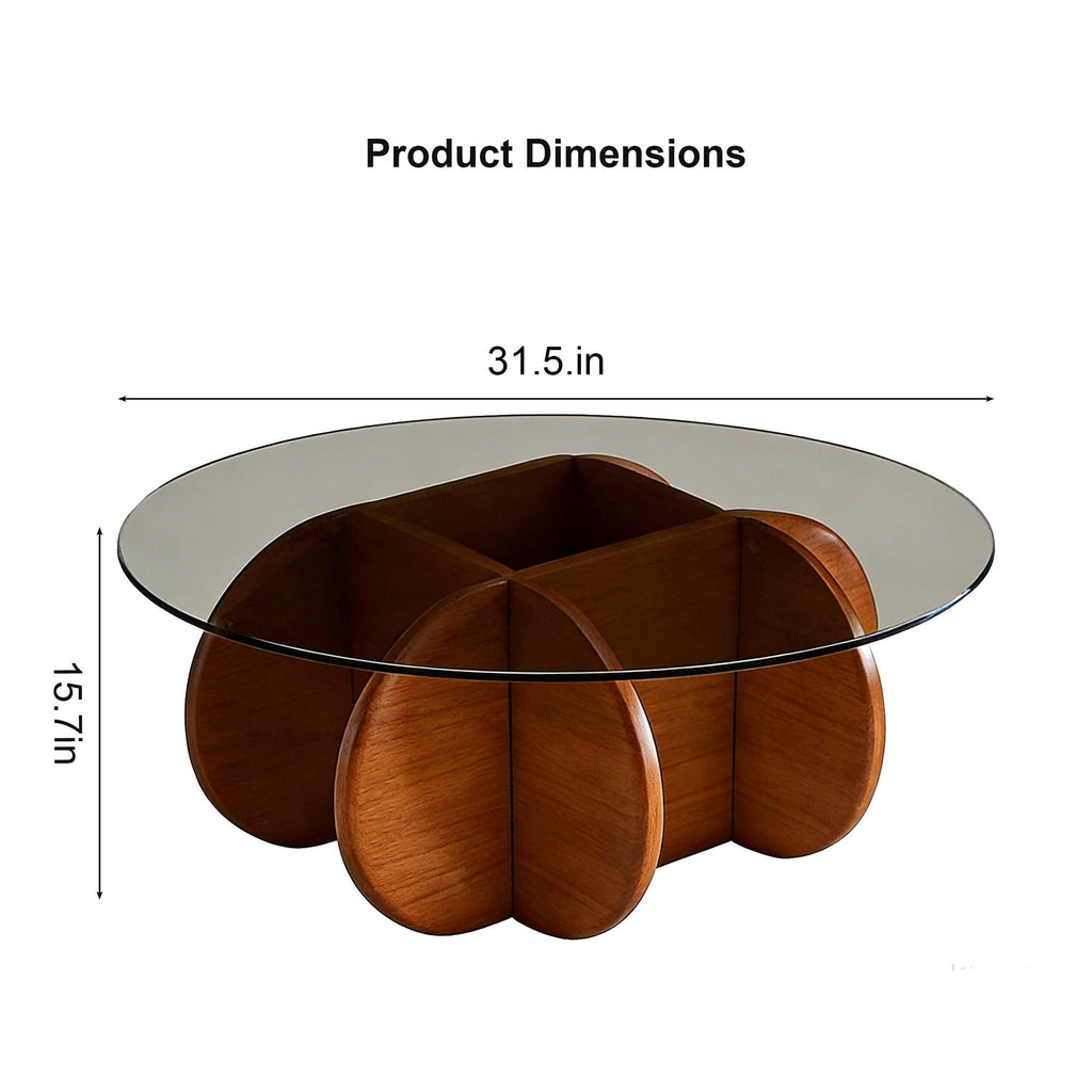 Modern Round Coffee Table - Walnut and Glass Design.