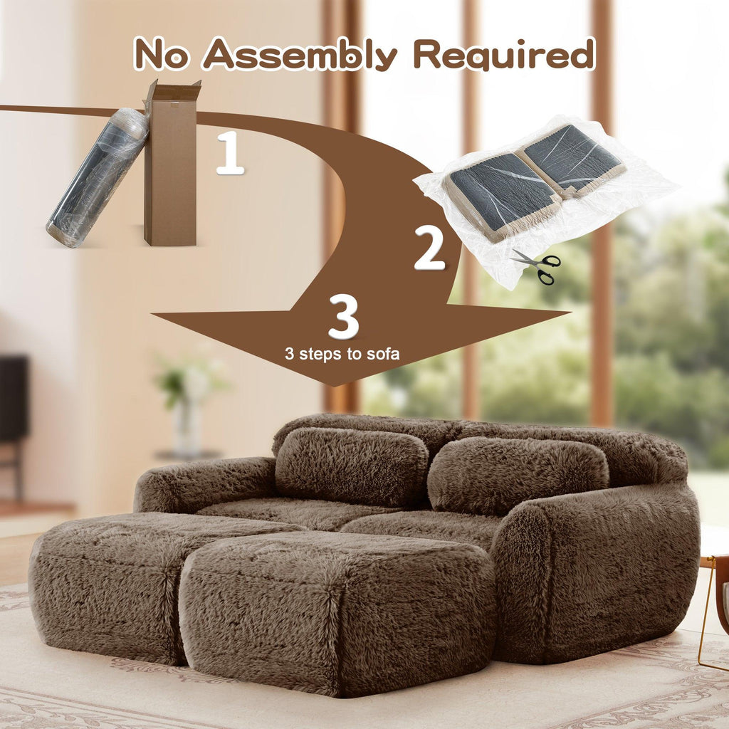 Modular Plush Sectional Sofa - Anti-Slip, No Assembly.