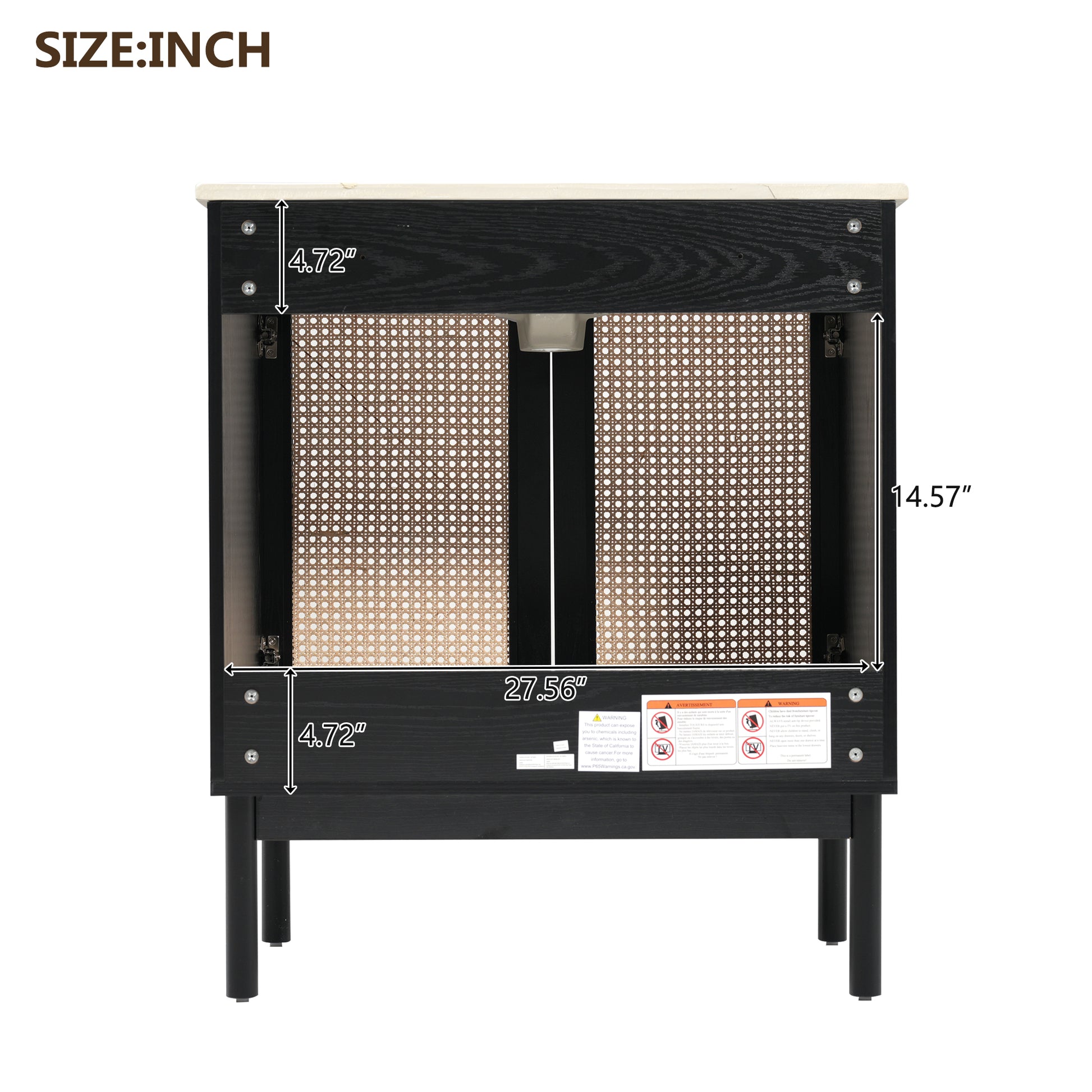 30-inch bathroom vanity crafted from natural materials, featuring handmade rattan doors and soft-closing mechanisms