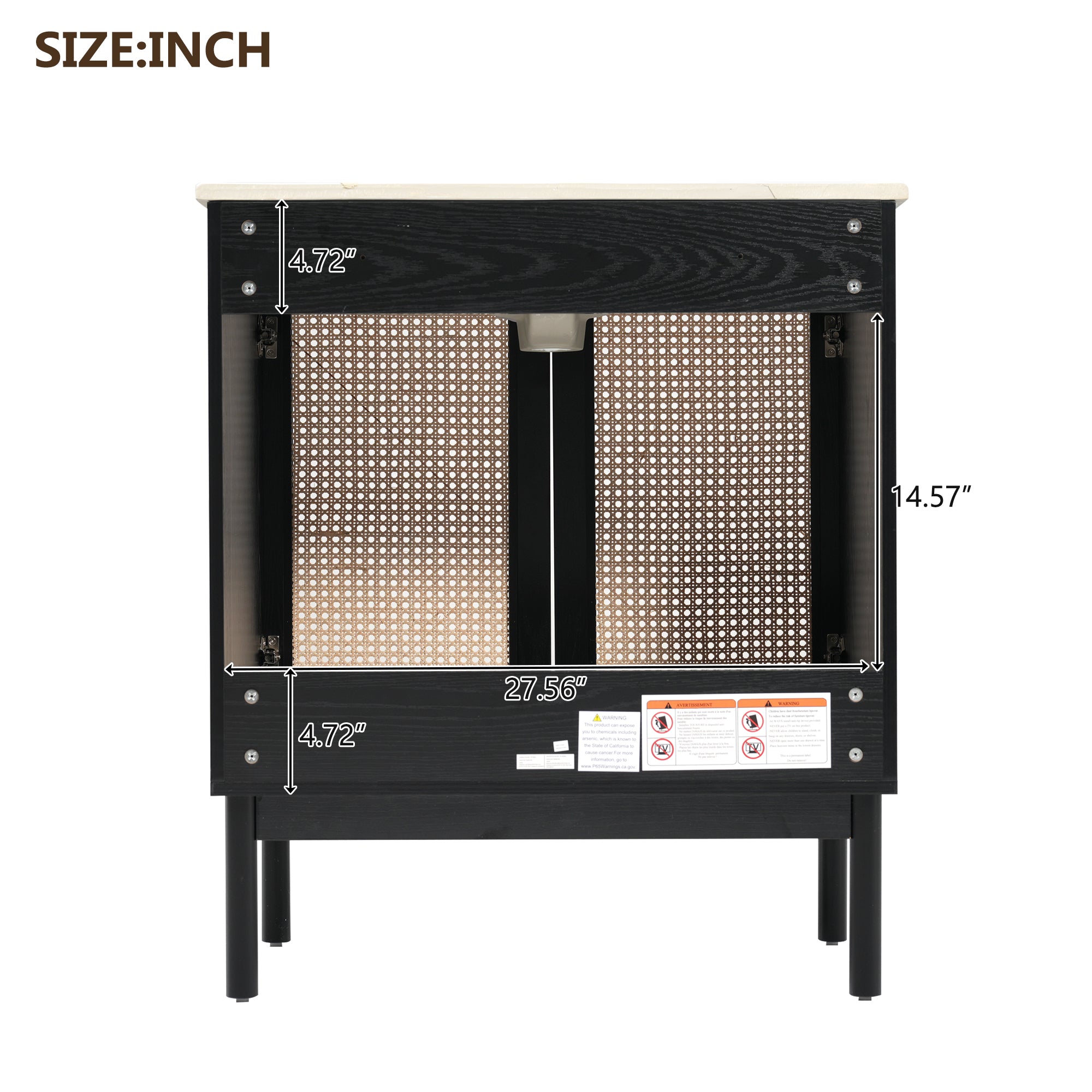 30-inch bathroom vanity crafted from natural materials, featuring handmade rattan doors and soft-closing mechanisms