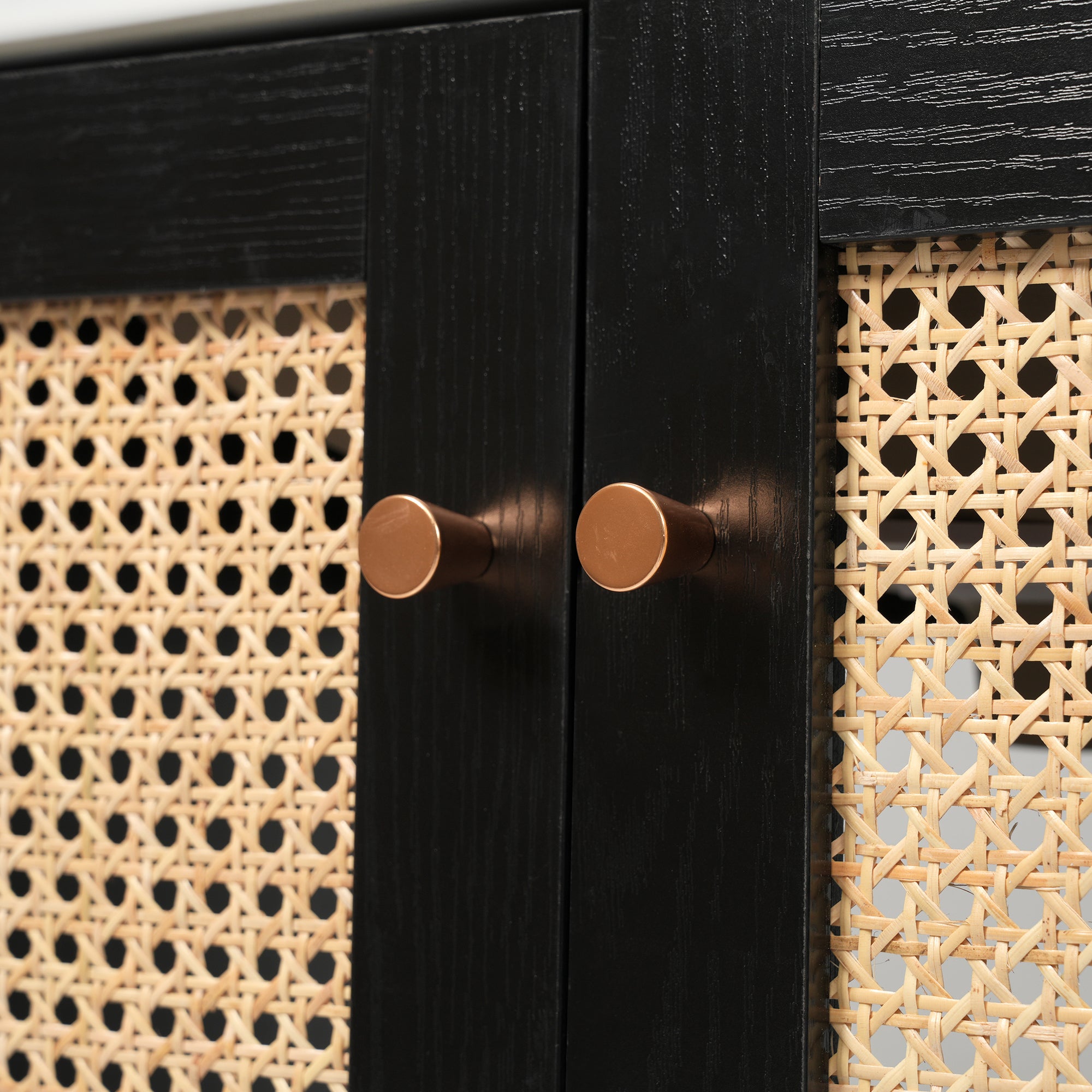 30-inch bathroom vanity crafted from natural materials, featuring handmade rattan doors and soft-closing mechanisms