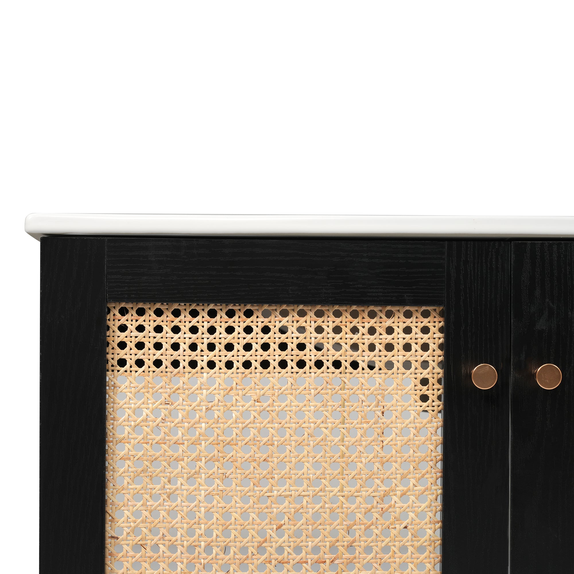 30-inch bathroom vanity crafted from natural materials, featuring handmade rattan doors and soft-closing mechanisms