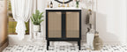 30-inch bathroom vanity crafted from natural materials, featuring handmade rattan doors and soft-closing mechanisms