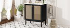 30-inch bathroom vanity crafted from natural materials, featuring handmade rattan doors and soft-closing mechanisms