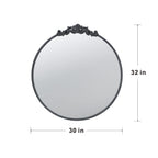 30" x 32" Classic Design Mirror with Round Shape and Baroque Inspired Frame for Bathroom, Entryway Console Lean Against Wall - Groovy Boardz