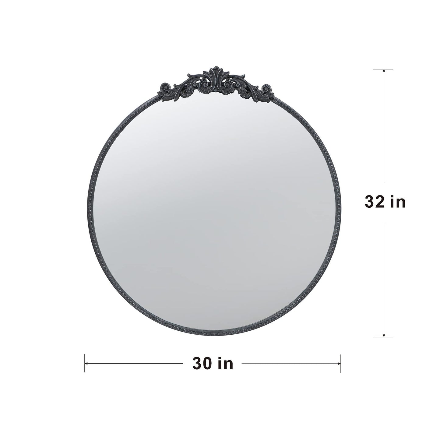 30" x 32" Classic Design Mirror with Round Shape and Baroque Inspired Frame for Bathroom, Entryway Console Lean Against Wall - Groovy Boardz