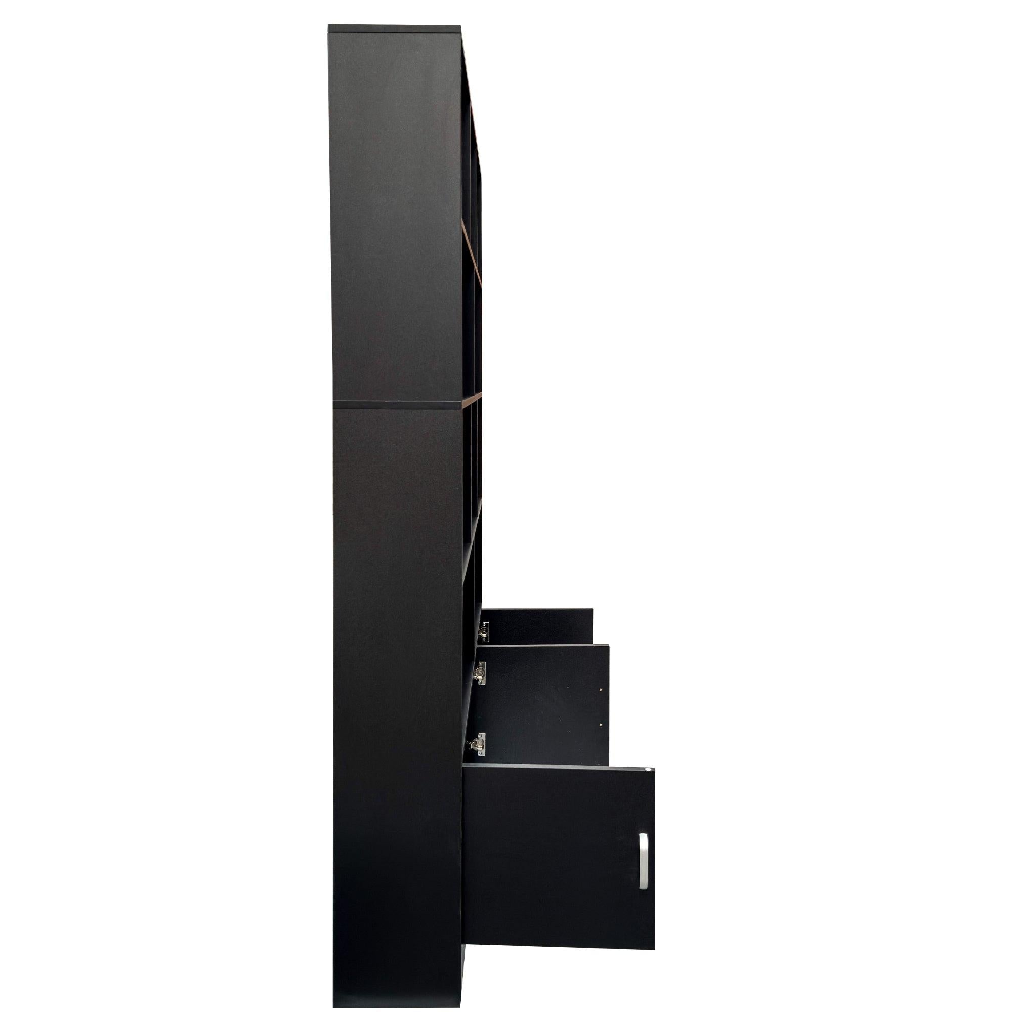70.87' Tall Bookshelf with 10 Cubes and Cabinet.