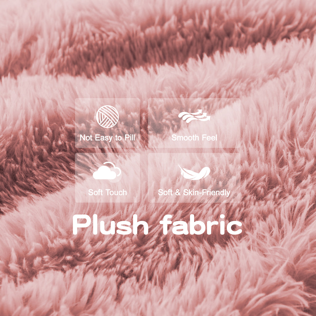 Close-up of soft pink plush fabric showing smooth texture and anti-pilling quality. Skin-friendly and ideal for comfort-focused furniture.