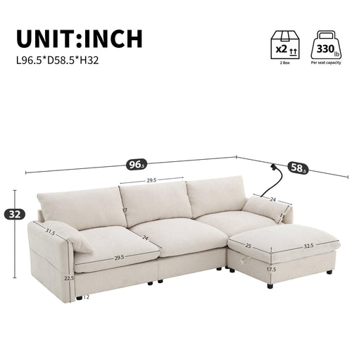 Versatile L-Shaped Sectional Sofa with Storage Ottoman.