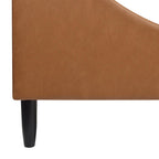Aspen Vertical Tufted Headboard Platform Bed Set, King, Caramel Tan Brown Faux Leather.