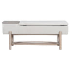 TREXM Farmhouse Upholstered Storage Bench with Hidden Compartment, Modern Entryway Bench for Living Room, Entryway, and Hallways (Natural)