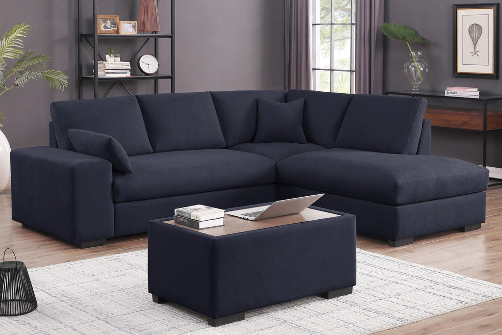 Dark Gray Sectional Sofa with Ottoman.