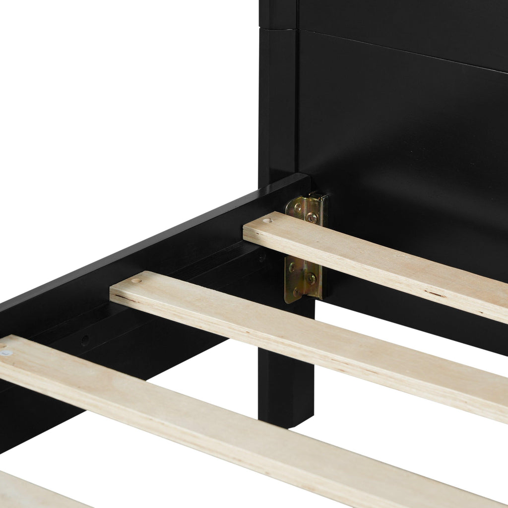 Solid Wood King Size Bed - Black Pine Design.