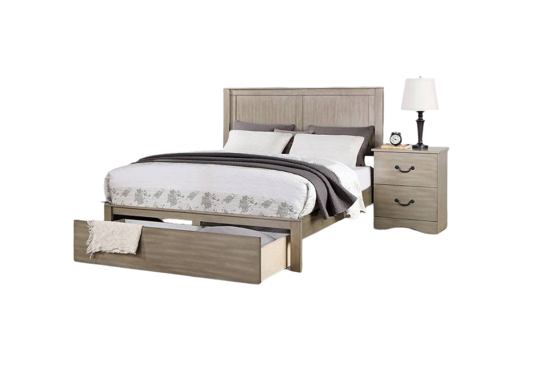 Rustic King Size Bed with Antique Silver Finish.
