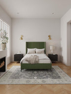 Promenade Upholstered Velvet 48' Bed in Moss Green.