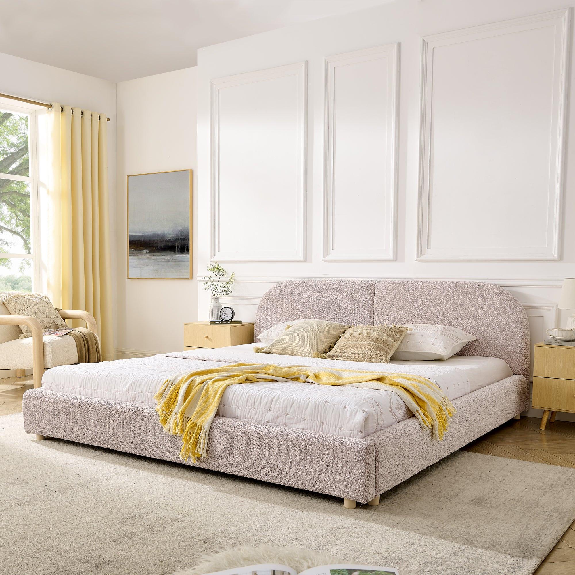 King Size Upholstered Bed Frame - Modern Minimalist Design.