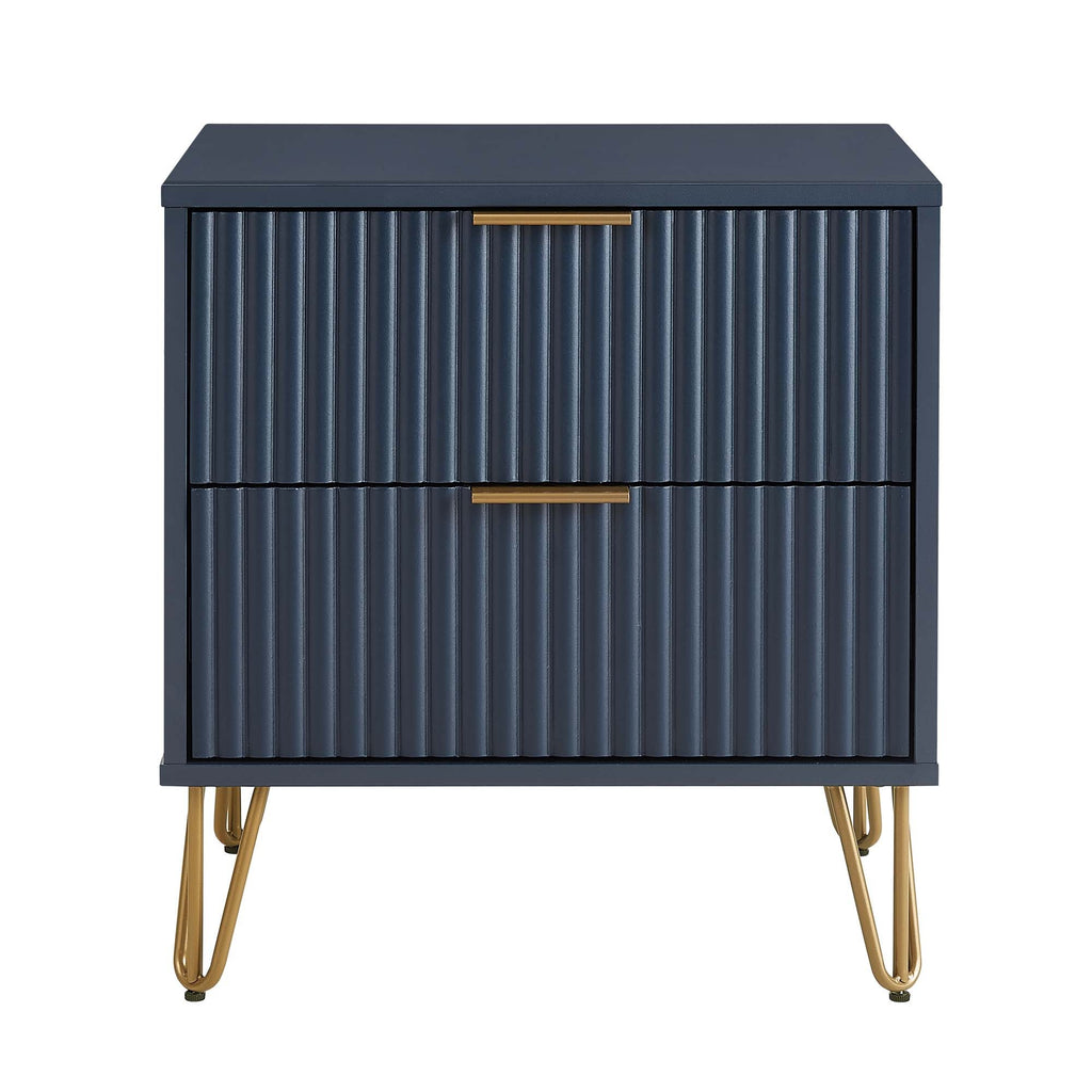 Dumbo 20' Fluted Nightstand in Midnight Blue (2-Drawer)