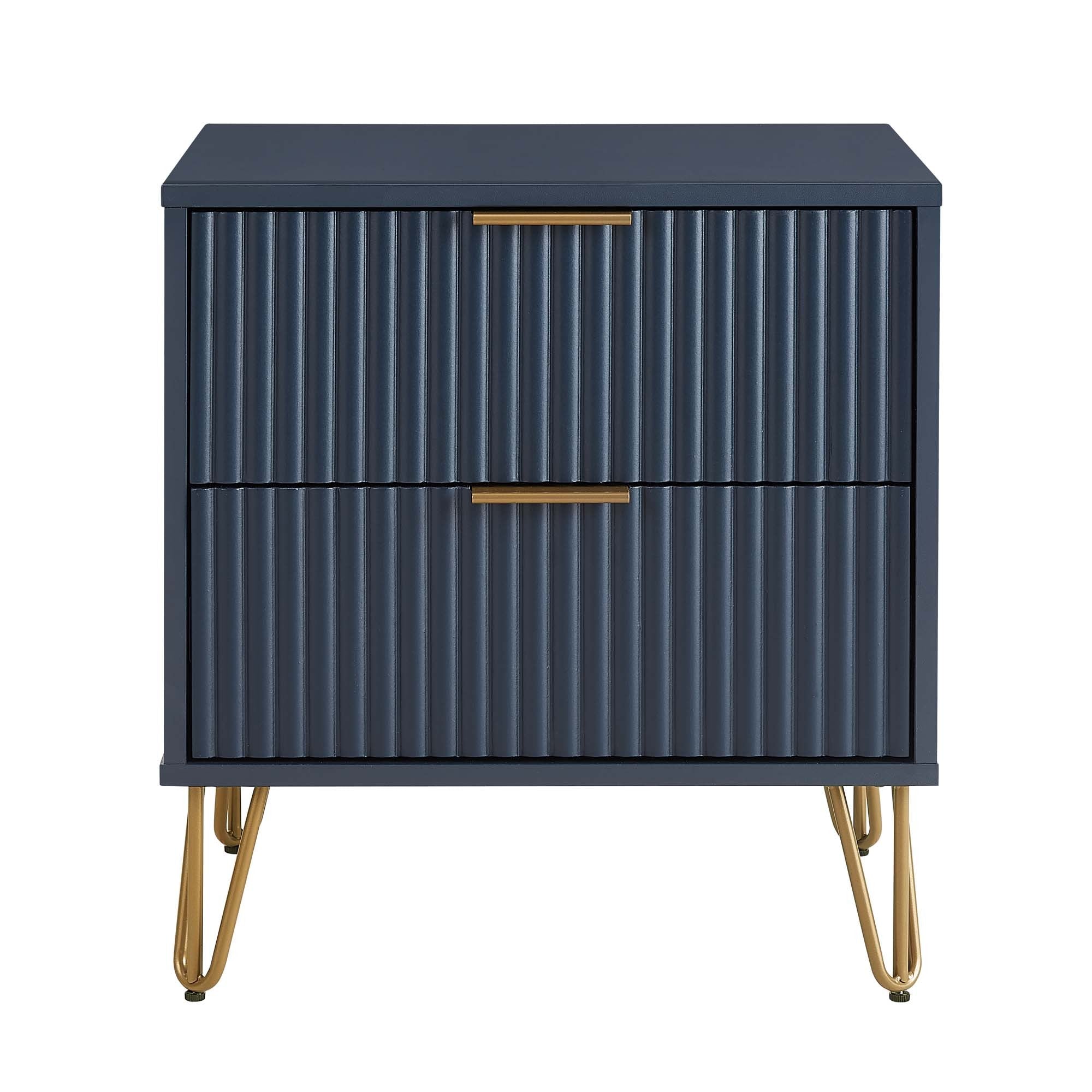 Dumbo 20' Fluted Nightstand in Midnight Blue (2-Drawer)