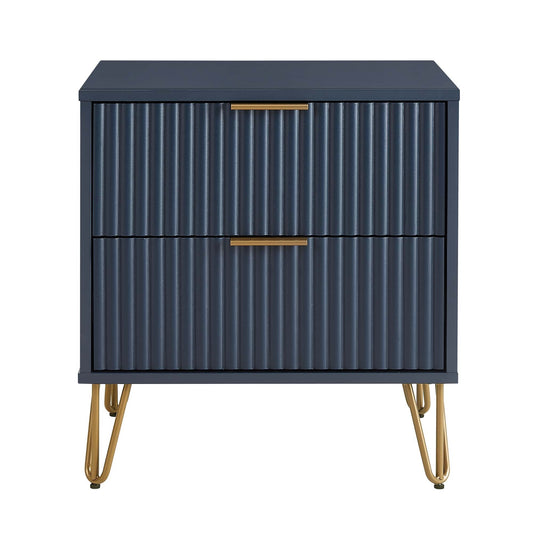 Dumbo 20' Fluted Nightstand in Midnight Blue (2-Drawer)