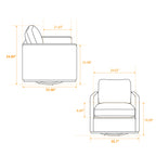 30.7'W Modern Brown PU Upholstered Square Swivel Accent Chair with Metal Base for Living Room and Bedroom