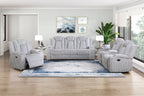 Light Gray Corduroy Reclining 3-Piece Living Room Sofa Set
