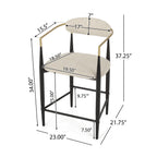 Dimension diagram of modern counter stool with measurements for seat, height, and width for accurate fit.