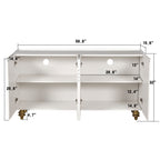 Modern Fluted Sideboard Buffet with Storage, Curve Element, 4 Doors with Adjustable Shelves, White