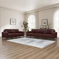 Maroon Leather Sofa Set, 2-Piece Sofa & Loveseat
