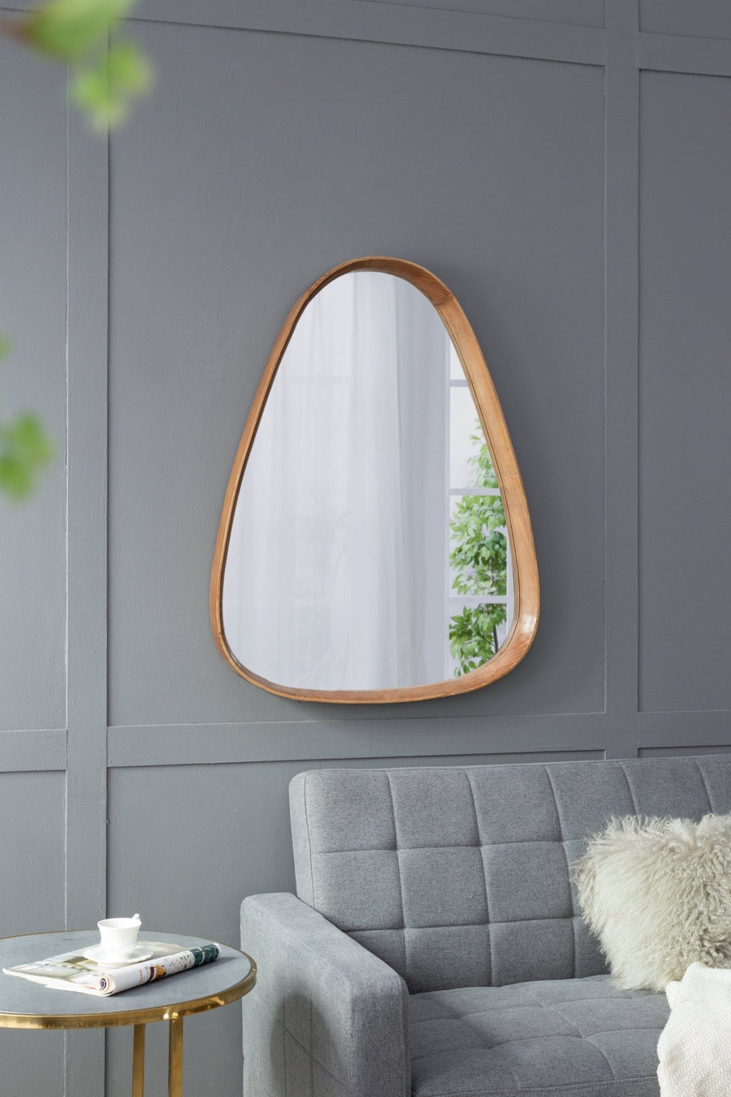 30"x38" Irrgeular Mirror with Wood Frame, Wall Mirror for Living Room Bathroom Entryway - Groovy Boardz