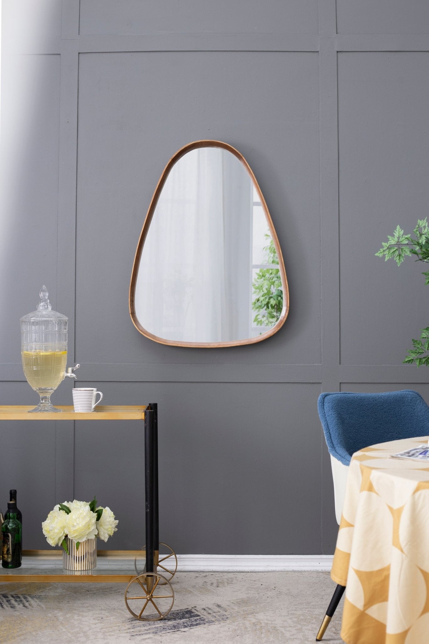 30"x38" Irrgeular Mirror with Wood Frame, Wall Mirror for Living Room Bathroom Entryway - Groovy Boardz
