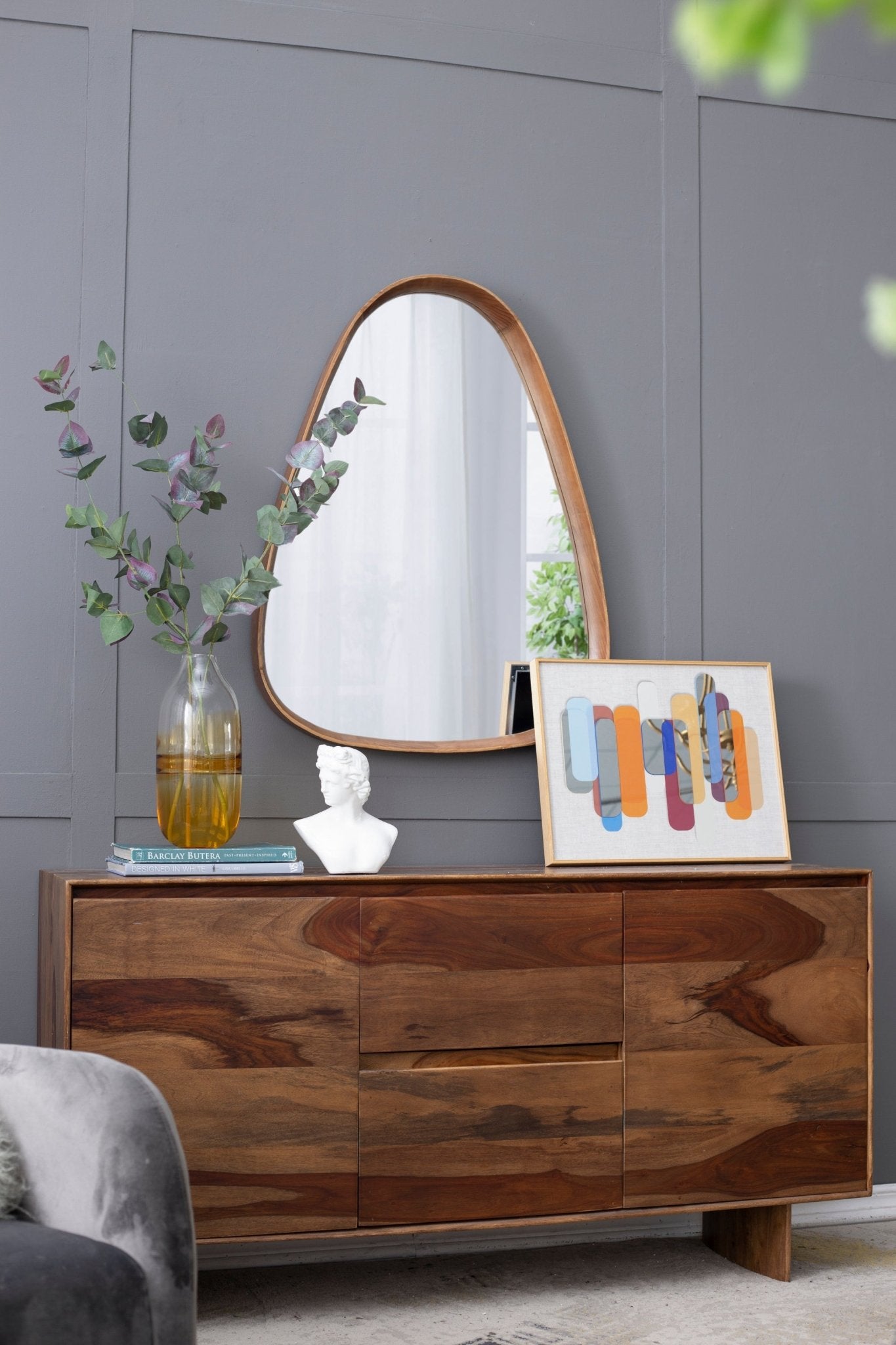 30"x38" Irrgeular Mirror with Wood Frame, Wall Mirror for Living Room Bathroom Entryway - Groovy Boardz