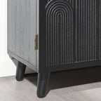 Modern Black Wood Storage Cabinet, 31in Accent Cabinet with Embossed Door for Living Room, Bedroom, or Entryway