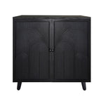 Modern Black Wood Storage Cabinet, 31in Accent Cabinet with Embossed Door for Living Room, Bedroom, or Entryway
