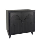 Modern Black Wood Storage Cabinet, 31in Accent Cabinet with Embossed Door for Living Room, Bedroom, or Entryway