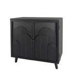 Modern Black Wood Storage Cabinet, 31in Accent Cabinet with Embossed Door for Living Room, Bedroom, or Entryway