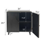 Modern Black Wood Storage Cabinet, 31in Accent Cabinet with Embossed Door for Living Room, Bedroom, or Entryway
